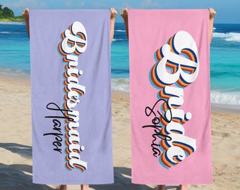 Personalisiertes Bachelorette Strandtuch: Brautjungfer Reisegeschenk