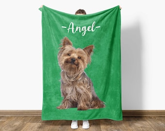 Custom Pet Photo Blanket With Name: Christmas Throw Gift For Pet Owners