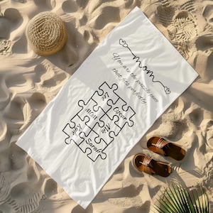 Mothers Day Puzzle Beach Towel, Unique Gift For Mom, Mothers Day Ideas, Personalized Mom Birthday Gift, Present For Mom,Gift For Mothers Day
