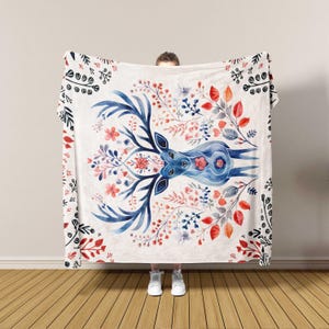 Nordic Reindeer Christmas Blanket: Scandinavian Holiday Decor image 2