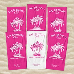 Customized Birthday Club Beach Towel, Matching Birthday Travel Gift, Cruise Birthday Squad, Birthday Girls Trip, Pool Birthday Party Towel