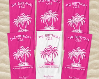 Toalla de playa personalizada para el club de cumpleaños: regalo de viaje a juego