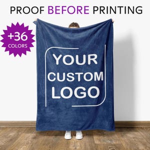 Custom Logo Blanket, Personalized Minky Fleece Throw