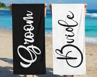 Toallas de playa para novios, regalo personalizado para la luna de miel