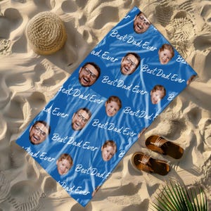 Lustiges Vatertagsstrandtuch, Geburtstagsgeschenk für ihn, Sommerstrandtuch personalisiert, neuer Vatergeschenk, Strandurlaub, erster Vater