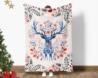 Nordic Reindeer Christmas Blanket: Scandinavian Holiday Decor