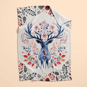 Nordic Reindeer Christmas Blanket: Scandinavian Holiday Decor image 3