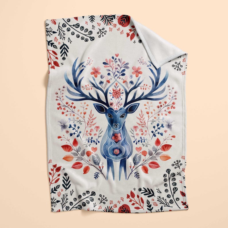 Nordic Reindeer Christmas Blanket: Scandinavian Holiday Decor image 3