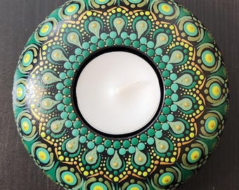 Hand Painted Dot Mandala Tea Light Holder