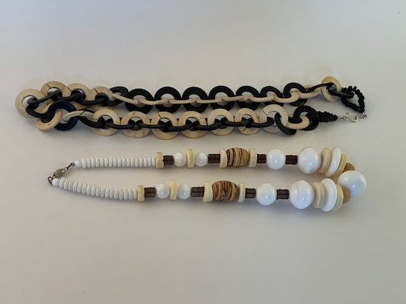 Vintage Wood and Plastic Necklaces, set of 2 - image 1