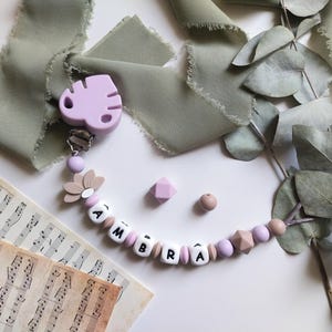 Spedizione gratuita, Portaciuccio con nome,Anche lettere Legno, catenella portaciuccio personalizzata