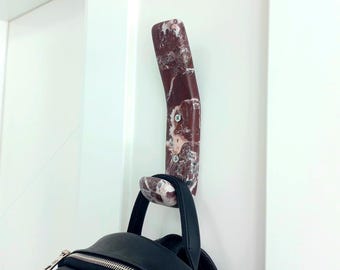 Rosso Levanto Marble Wall Hanger: Handmade Jewelry & Key Hook