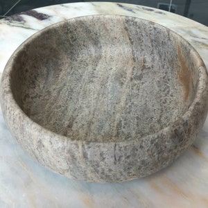 Natural bronze-silver travertine terrarium bowl, bowl for fruit-vegatable serving or home decoration, round travertine bowl, gifts for her