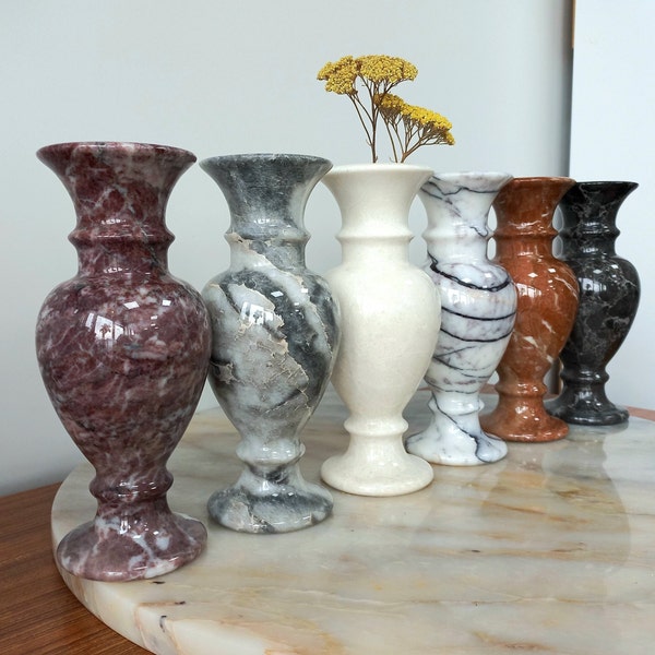 Vases en marbre naturel, hauteur de 9 po (23 cm), collection de vases rares à trouver, vases en pierre de marbre authentique, objet d'intérieur, décoration intérieure, cadeau pour elle