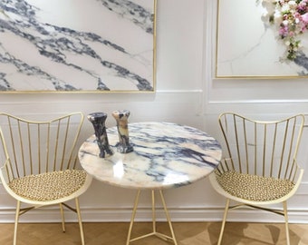 Calacatta Viola Marble Table Top: 32&quot; Circular Natural Stone