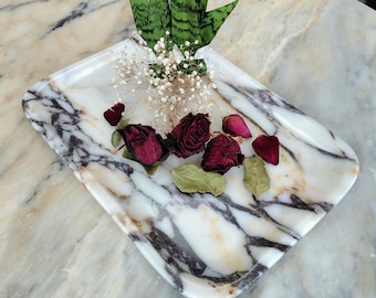 Calacatta Viola Marble Tray: Elegant Home Serving Tray (14"x10")
