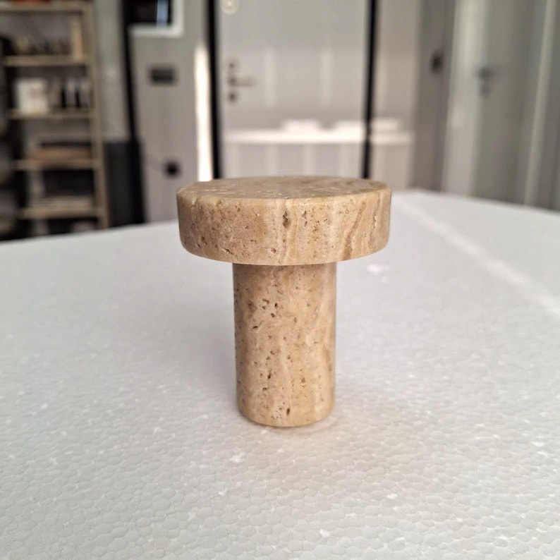 Natural Marble Wall Hook: Jewelry, Purse & Accessory Hanger BEIGE TRAVERTINE