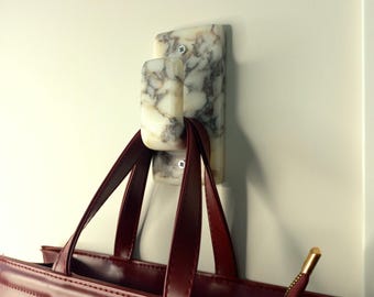 Calacatta Viola Marble Wall Hook: Handmade Purse & Jewelry Hanger