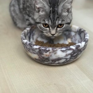Marble cat feeding bowl, natural calacatta viola marble, pet feeding bowl, dog feeding bowl, gifts for her