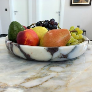 30 cm Marmor Obstschale, natürliche Calacatta Viola Marmorplatte, große Marmorplatte, Sushi-Servierplatte, Geschenke für Sie