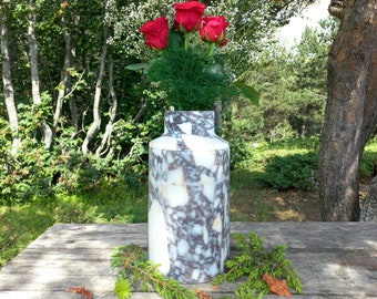 Calacatta Viola Marble Vase: Cylindrical Vase with Lid, Home Decor