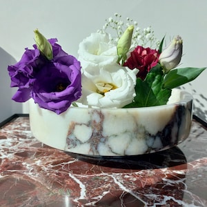 10 "(25 cm) Marmorblumendekorationsschüssel, natürliche Calacatta Viola-Marmorschüssel, große Marmorplatte, Marmorschmuckhalter, Geschenke für sie