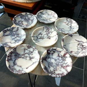7&quot; (18 cm) elegant marble plate, natural calacatta viola marble, charcuterie plate, serving platter, home gifts, gifts for her