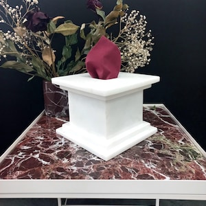 Grande scatola di fazzoletti in marmo, scatola di fazzoletti in marmo bianco latte naturale, porta fazzoletti, vaso decorativo in marmo cavo, regalo per la casa, regali per lei