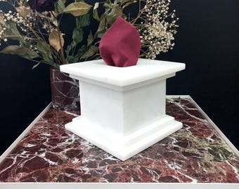 Large Milk White Marble Tissue Box Cover: Modern Home Decor