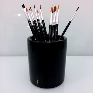 Natural marble pen holder, carbon black marble, gifts for him, gifts for her, home gifts, decorative penholder