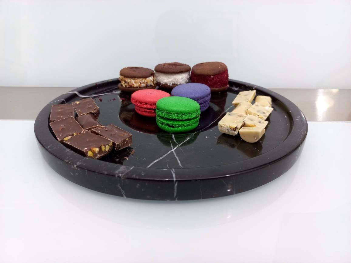 10 Marble Serving Platter Natural Black Marble Platter Etsy