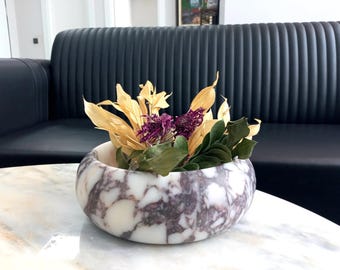 Calacatta Viola Marble Bowl: 9" Round Decorative Platter