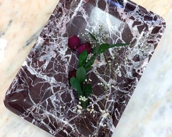 Large Rosso Levanto Marble Tray: Handmade Engagement Tray