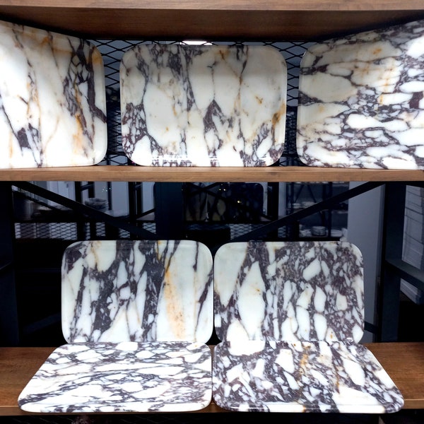 Vassoio in marmo naturale calacatta viola da 14"x10" (35 cm x 25 cm), grande vassoio in marmo, vassoio da portata in marmo, regali per la casa, regali per lei