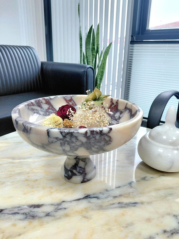 カラカッタ ビオラ 大理石ボウル：12インチ（30 cm）台座付き花飾り 