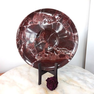 Rosso Levanto Marble Serving Platter: 12&quot; Cake Sushi Plate