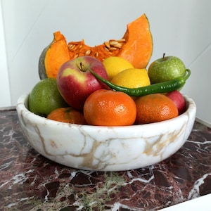 11" (28 cm) Natural Calacatta Gold marble bowl for fruit-vegatable serving or home decoration, large & round marble bowl, gifts for her