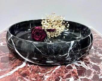 手作り大理石フルーツボウル：花の象嵌アート装飾（12インチ） - Etsy 日本