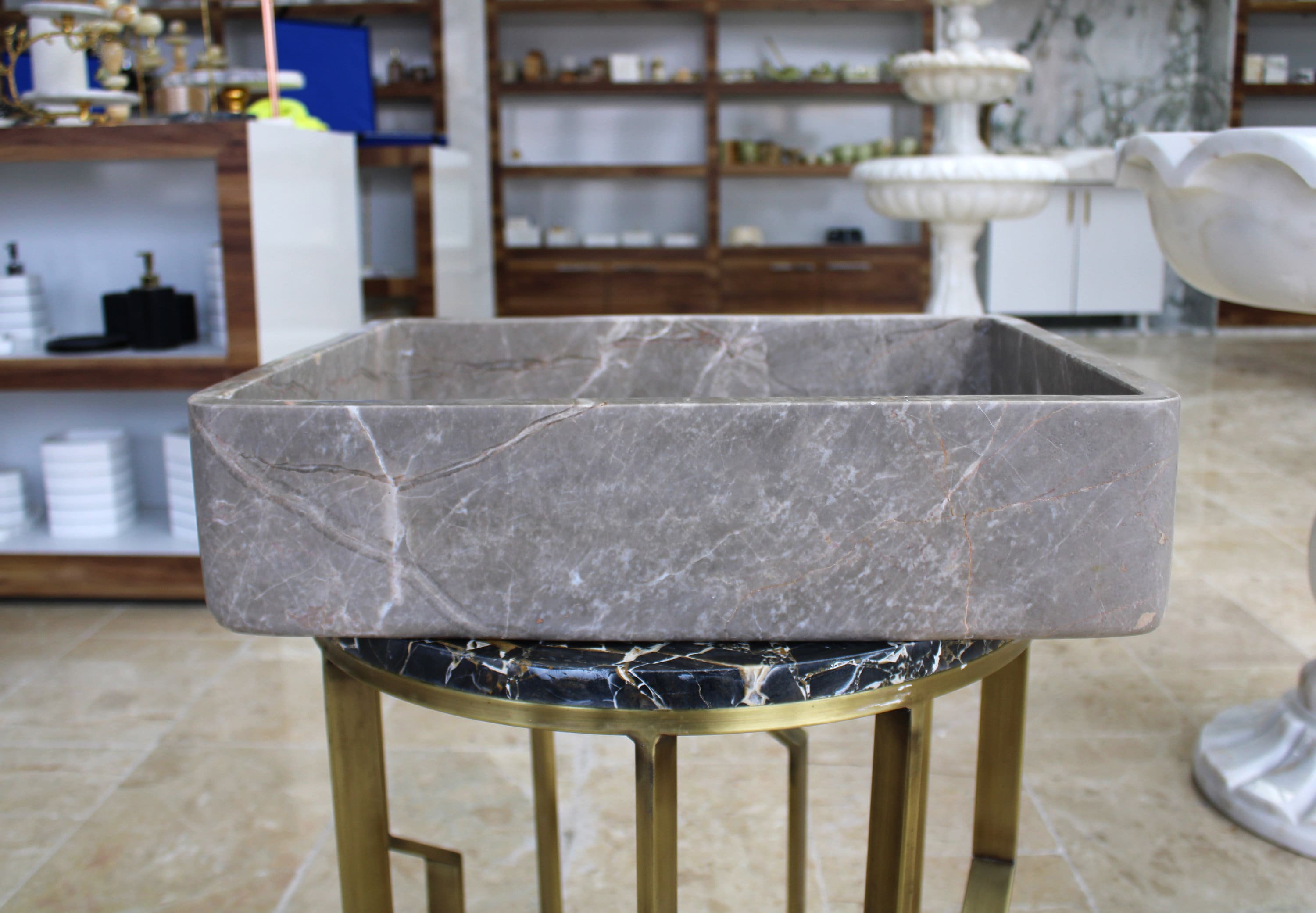 marble♡ Natural Bronze Fantasy Marble Sink, Rectangular Marble Sink