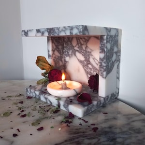 Natural marble shelf, Calacatta Viola marble shelf box for wall mount, rectangular prism candle holder, marble book shelf for wall console