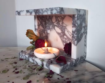 Calacatta Viola Marble Shelf Box: Wall Mount Candle Holder