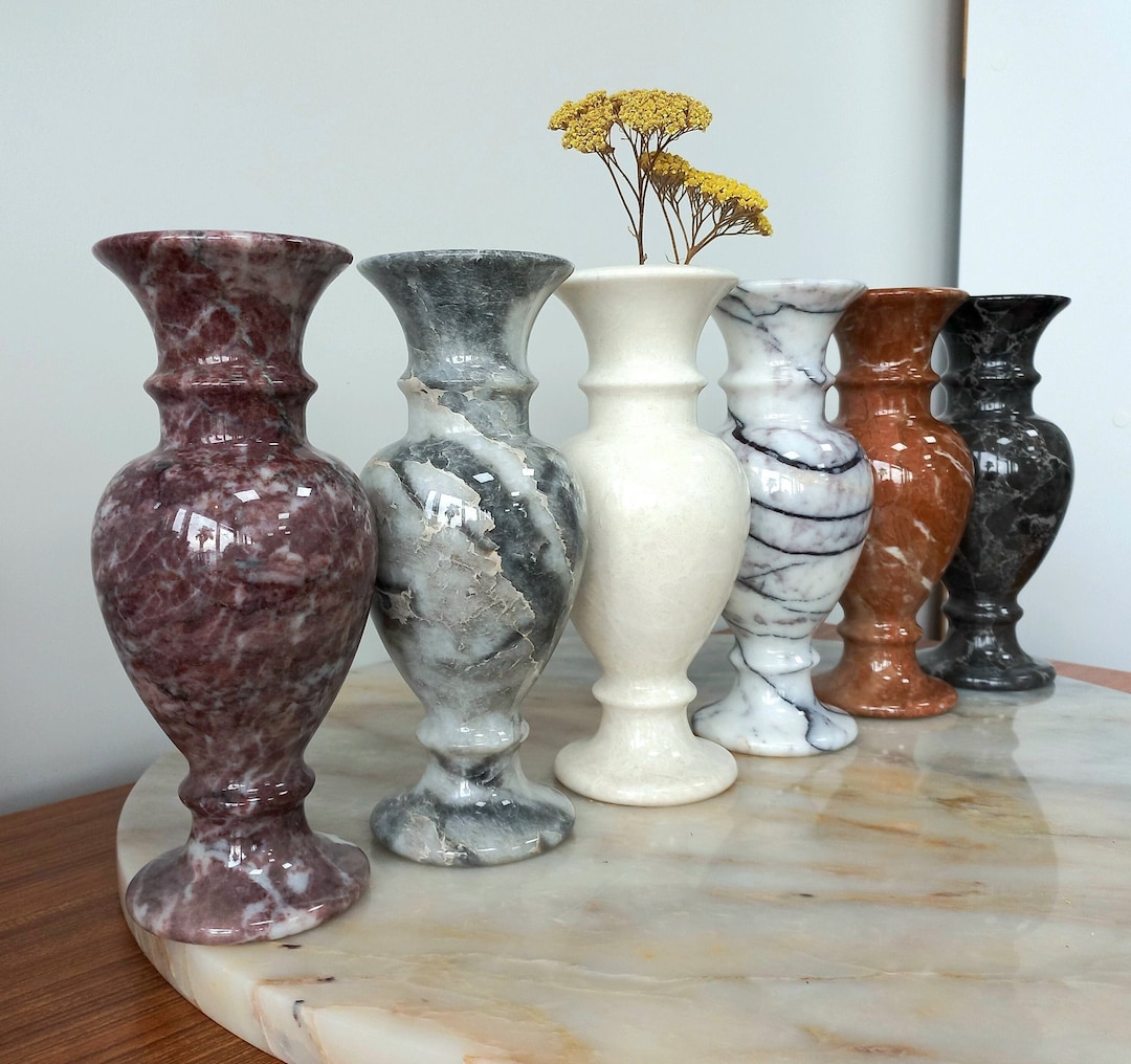 Natural Marble Vases, 9 23 Cmheight, Rare to Find Vase Collection