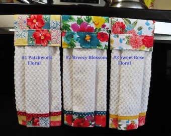Hanging Kitchen Towel ~ Pioneer Woman ~ Patchwork Floral ~ Breezy Blossom ~ Sweet Rose Floral ~ Handmade