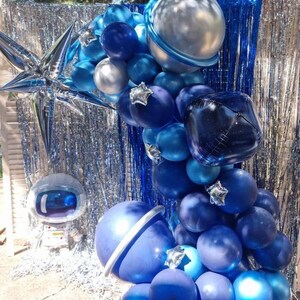 Space theme astronaut stars blue silver party
