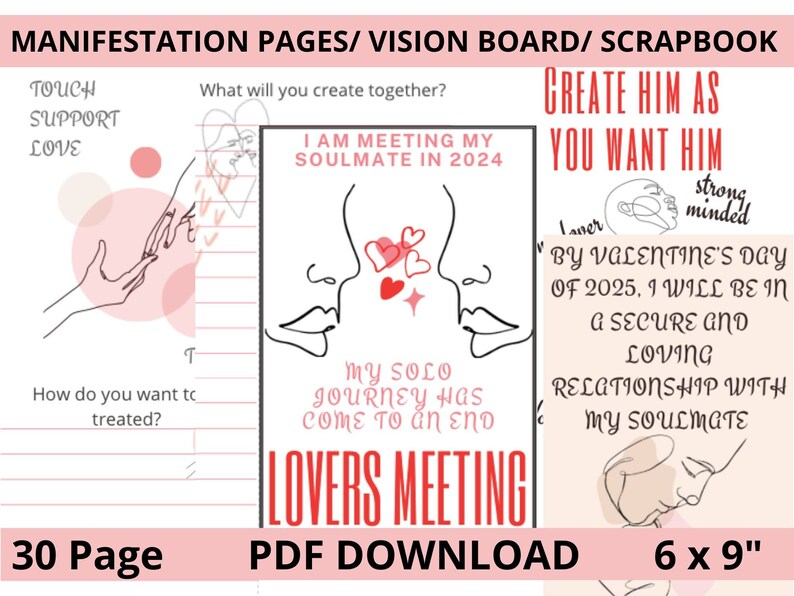 Manifesting Soulmate, 2024 Vision Board, Vision Board Kit, Twin Flame