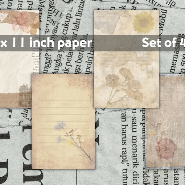 Printable Aged Journal Pages, Distressed Aged Paper, Pretty Journal Pages, Old Scrapbook Paper, Old Looking Journal Pages, Vintage Printable