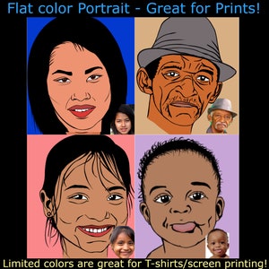Personalisierte Portrait Cartoon Illustration von Fotos, Flat Color No Shade Personalisiertes Portrait Geschenke