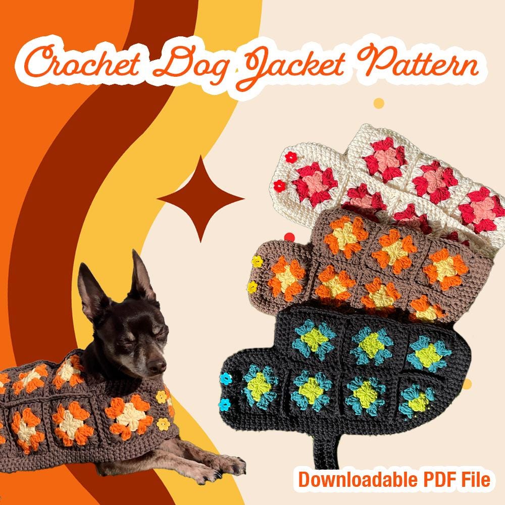 Retro Crochet Dog Jacket Pattern PDF - The Original Viral Jacket. Size XS-XL included