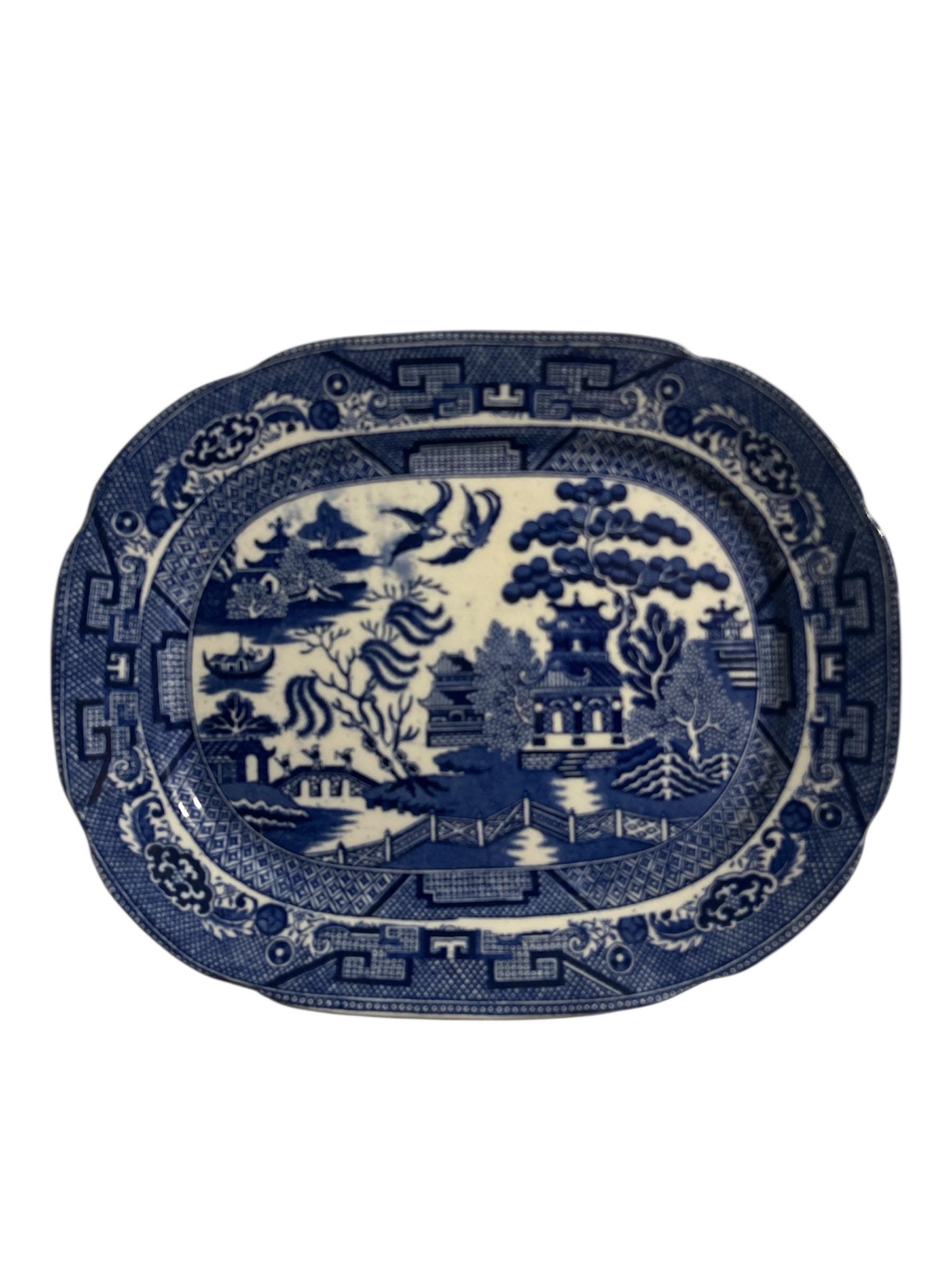 アウガルテン　Willow Early Wood's & Sons Blue Willow Tea Pot England Hexagon