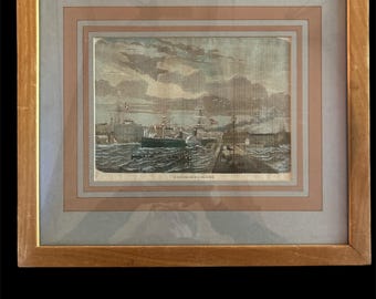 19th Century signiert hand koloriert vom französischen maritimen Künstler Louis le Breton 43x37 cm Größe mit Rahmen
